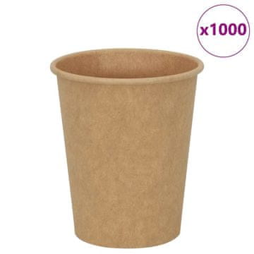 Vidaxl papirnate čaše, 1000 kom, 8 oz, 200 ml, smeđe
