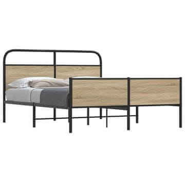 Vidaxl Metalni okvir kreveta bez madraca dimljeni hrast 180x200 cm