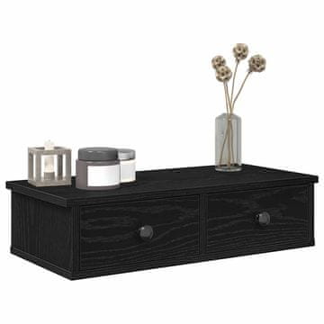 Vidaxl Zidna polica s ladicama crna 60x25x15 cm
