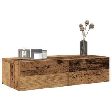 Vidaxl Zidna polica s ladicama antikno drvo 60x26,5x15 cm