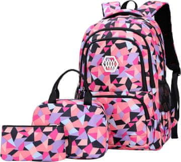 Netscroll 3-dijelni set školskog ruksaka s dodatnim torbama, prostran i izdržljiv ruksak s ergonomskim dizajnom, plava boja, vodootporan, SchoolBag