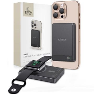 Tech-protect PB33 LifeMag MagSafe Power Bank 5000mAh, crno