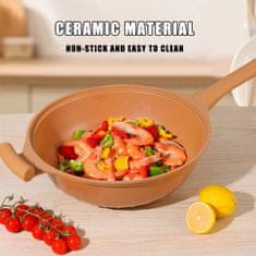 Netscroll Višenamjenska wok tava s poklopcem i košarom za paru, neprianjajući premaz, aluminijska, 32 cm, za indukciju, prženje i kuhanje na pari, Wok