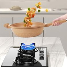 Netscroll Višenamjenska wok tava s poklopcem i košarom za paru, neprianjajući premaz, aluminijska, 32 cm, za indukciju, prženje i kuhanje na pari, Wok
