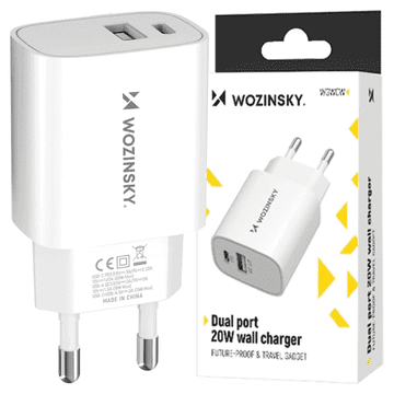 WOZINSKY Zidni punjač 20W USB-A i USB-C za brzo punjenje pametnih telefona