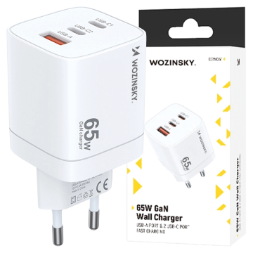 WOZINSKY 65W Mrežni punjač s 2x USB-C za brže punjenje mobilnih uređaja