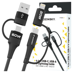 WOZINSKY 4-U-1 Komplet kabel USB-C na Lightning 60W za iPhone 11, 12, 13, 14