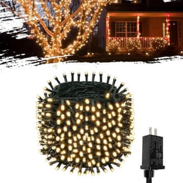 Netscroll Božićne LED lampice 240 toplih bijelih svjetala, 50 m dužine, vodootporna svjetlosna dekoracija,za vjenčanje, za vrt, 8 načina rada, za vanjske i unutarnje prostore, 50mLL