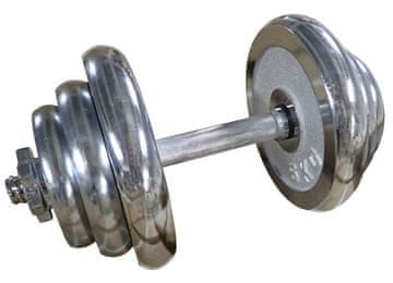 ACRAsport ACRA jednoručna bučica s podesivim opterećenjem, kromirani 20 kg – 25 mm