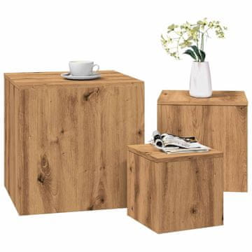 Vidaxl Pomoćni stolići, set od 3, Artisan hrast, materijal na bazi drva