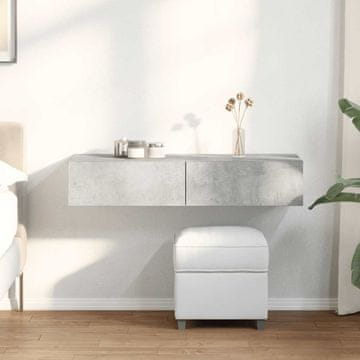 Vidaxl Zidna polica s ladicama, betonsko siva 100x36x19 cm