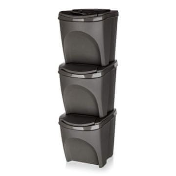 Prosperplast Set kanti za odvajanje otpada SORTIBOX 25 L, 3 kom, sivi kamen