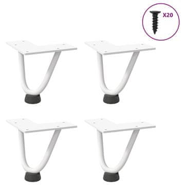 Vidaxl Noge za stol s ukosnicama, 4 kom, bijele, 10 cm, masivni čelik