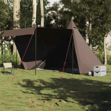 Vidaxl Obiteljski šator Tipi za 6 osoba, smeđi, vodootporan