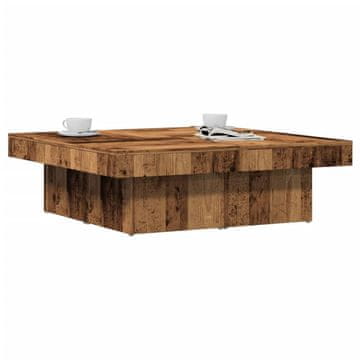 Vidaxl Klub stolić, antikno drvo, 90x90x28 cm, iverica