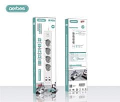 Aerbes 2M produžni kabel 4 x 220V + 2 x USB A + 2 x USB C + zaštita od prenapona