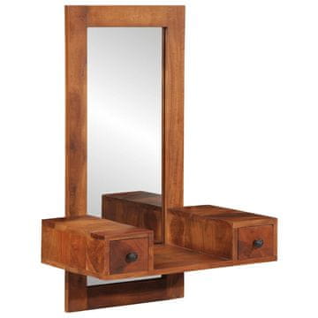 Vidaxl Zidno ogledalo s ladicama 60x33x90 cm Masivno drvo akacije