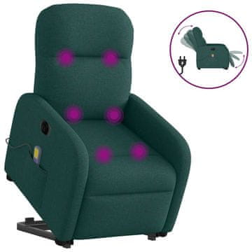 Vidaxl Električna masažna fotelja s podizanjem, zelena