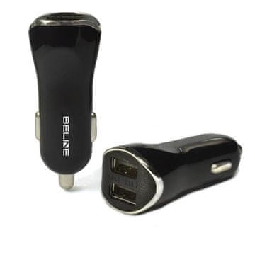 BE 2.1A 2xUSB auto punjač crne boje