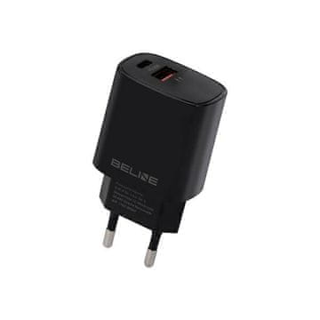 BE 20W Power Delivery QC 3.0 USB-C/USB zidni punjač crne boje