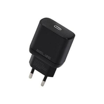 BE 25W PD QC zidni punjač - USB-C brzo punjenje crne boje