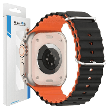 Beline remen za Apple Watch Silicone Waves 38/40/41mm crno-narančasti / black-orange box