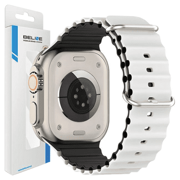 INNA Beline Remen Za Apple Watch 38 40 41 Mm Valoviti Silikonski Dizajn Bijele I Crne Boje