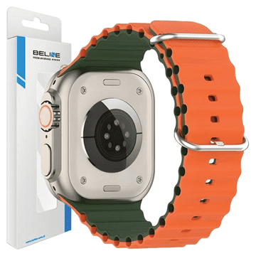 INNA Beline Remen Za Apple Watch Silikonski Valovi 38 40 41 Mm Zeleno-Narančasti