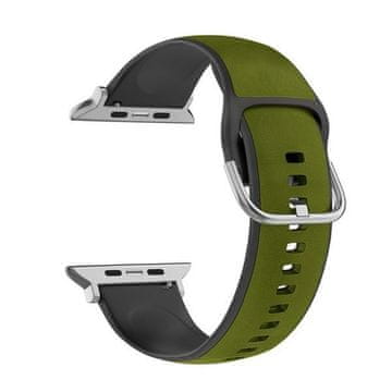 BE Apple Watch remen 42/44/45 mm koža-silikonski zeleno/crni