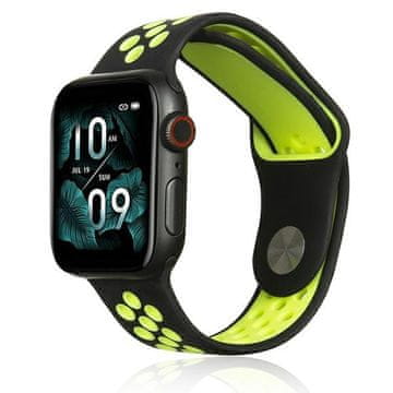 BE Silikonski remen za Apple Watch 42 mm Sport crne i lime boje