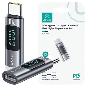 USAMS USAM Adapter AU USB-C na USB-C Digital Display 100W čelični/aluminijski SJ682TC01 (US-SJ)