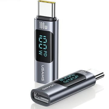 USAMS adapter AU18 USB-C - USB-C digitalni zaslon 100W čelik/aluminij SJ682TC01 (US-SJ682)