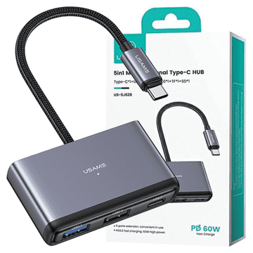 USAMS Usams Adapter Hub 5U1 Usb 3.0 Usb-C Za Windows Macbook Tablet Pametni Telefon