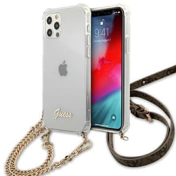 Guess Prozirna maskica 4G za iPhone 12 sa zlatnim lancem