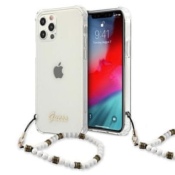 Guess GUHCP12MKPSWH iPhone 12/12 Pro 6.1 Prozirna tvrda maskica bijela biserna