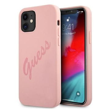 Guess tvrda futrola za iPhone 12 mini s natpisom, vintage ružičasta
