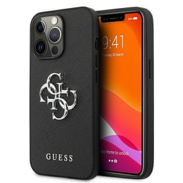 Guess maskica za iPhone 13 Pro, saffiano koža, crni metalni logo
