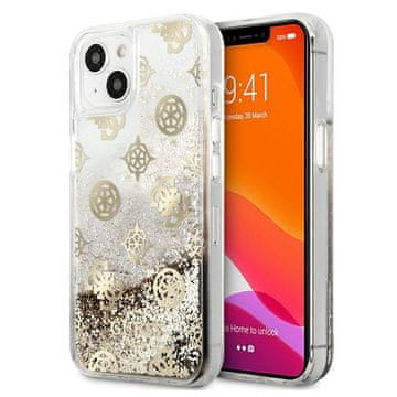 Guess Guess Tvrda Futrola Za Iphone 13 Mini 5.4 Peony Tekuća Šljokica Zlatna