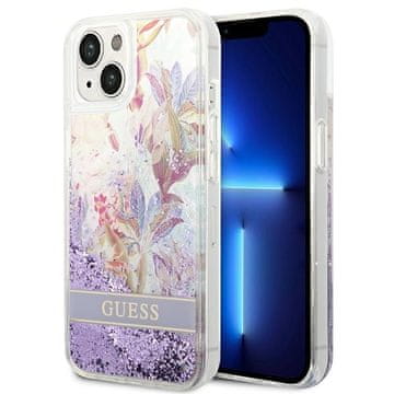 Guess Guess Futrola Za Iphone 14 Plus 15 Plus 6.7 Cvijet Tekuća Šljokica Ljubičasta