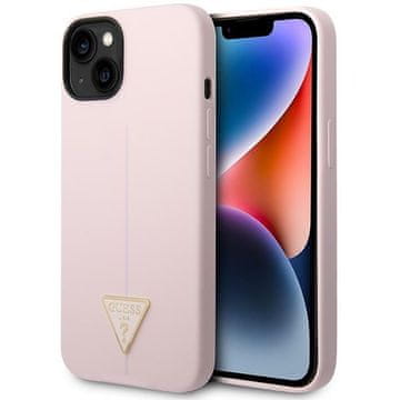 Guess Silikonska trokutasta maskica za iPhone 14 Plus ljubičasta