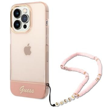 Guess Guess Tvrda Futrola Za Iphone 14 Pro Max 6.7 Prozirni Biserni Remen