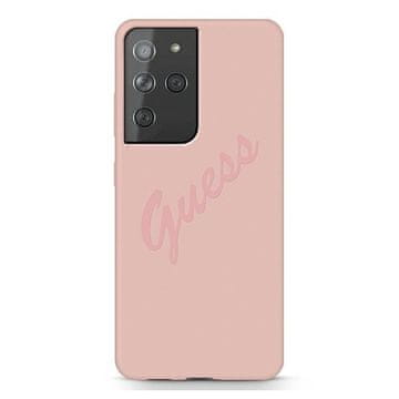 Guess Samsung Galaxy S21 Ultra tvrda futrola s natpisom, ružičasta