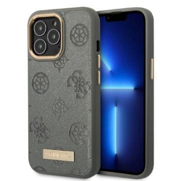 Guess Guess Tvrda Futrola Za Iphone 13 6.1 Za Magsafe Peony Logo Pločica Siva