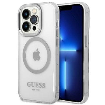 Guess Guess Tvrda Futrola Za Iphone 14 Pro 6.1 Za Magsafe Metalna Outline Srebrna