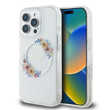 Guess Hardcase MagSafe maskica za iPhone 16 Pro s cvijećem i vijencem