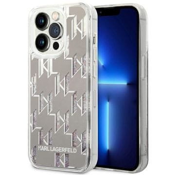 Karl Lagerfeld Liquid Glitter Monogram Srebrna Futrola za iPhone 14 Pro