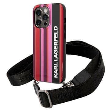 Karl Lagerfeld Futrola za iPhone 14 Pro Tvrde Stripes Šarena Roza
