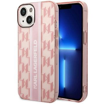 Karl Lagerfeld maskica za iPhone 14 Plus, mono, okomite pruge, ružičasta