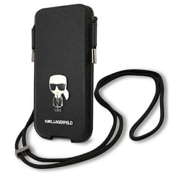 Karl Lagerfeld torba KLHCP12LOPHKMK 6,7" crno/crna tvrda futrola Saffiano Ikonik Karl`s