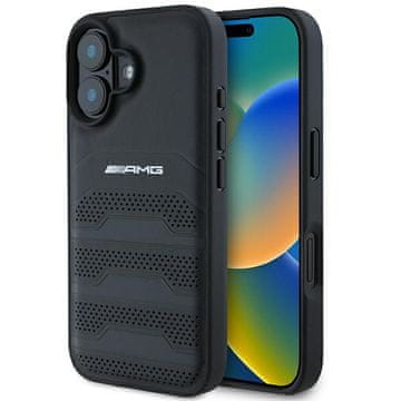 MERCEDES Kožna futrola za iPhone 16 AMG s crnim logotipom